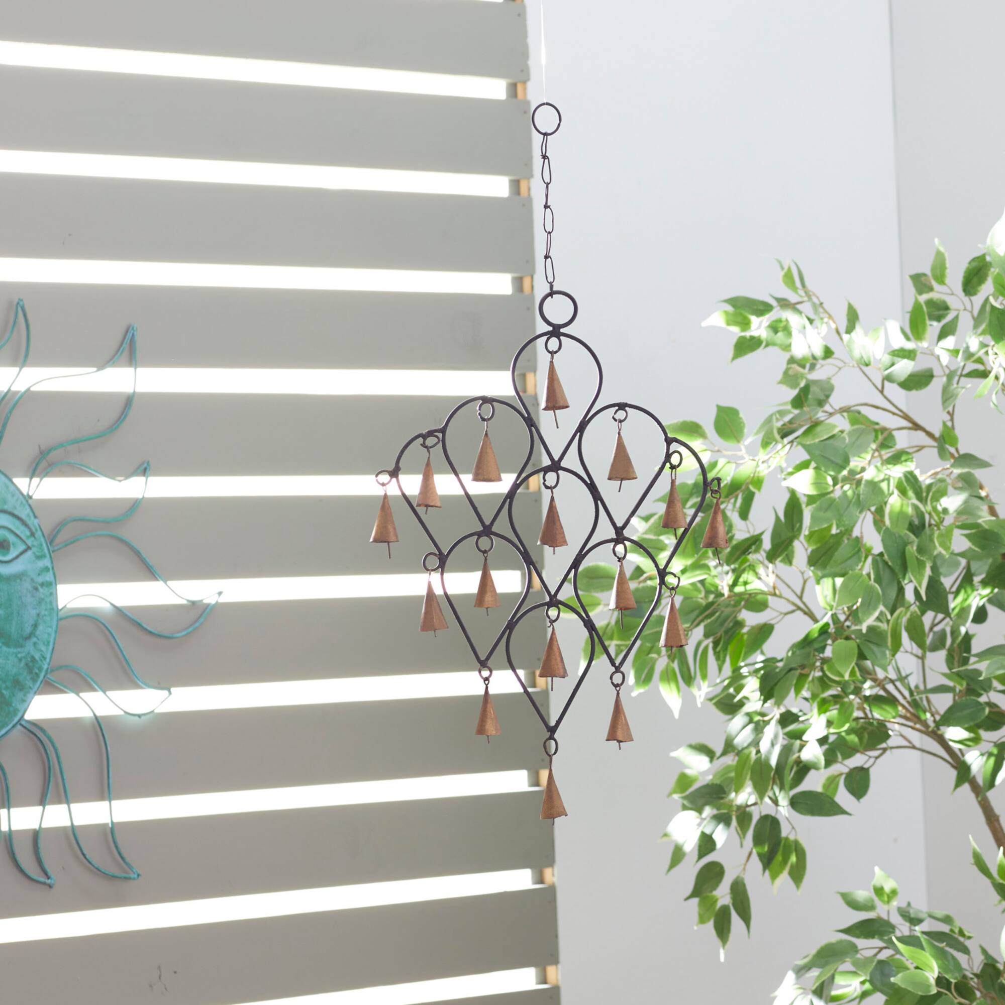 18" Brass Metal Eclectic Hoops Wind Chime